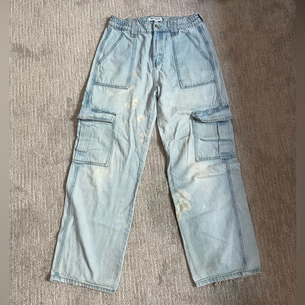 Wax Jean Men's Light Blue Relaxed Cargo Jeans